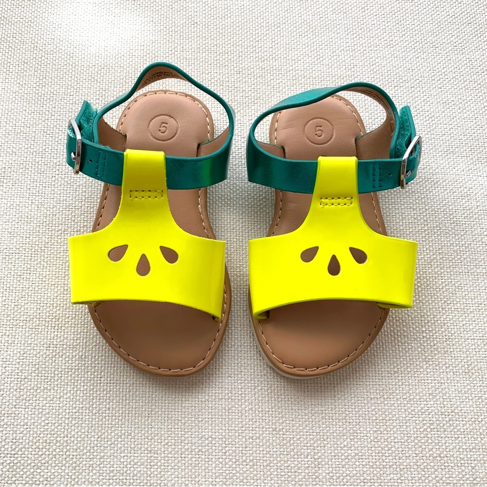 NWOT Baby Girl Sandals - Cat & Jack - Teal and Neon Yellow - Size 5
